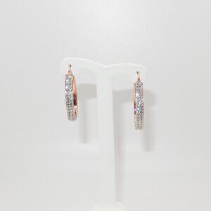 NWOT - Sofia James: Rose Gold Plated Oval Hoop Earrings with Swarovski Crystals